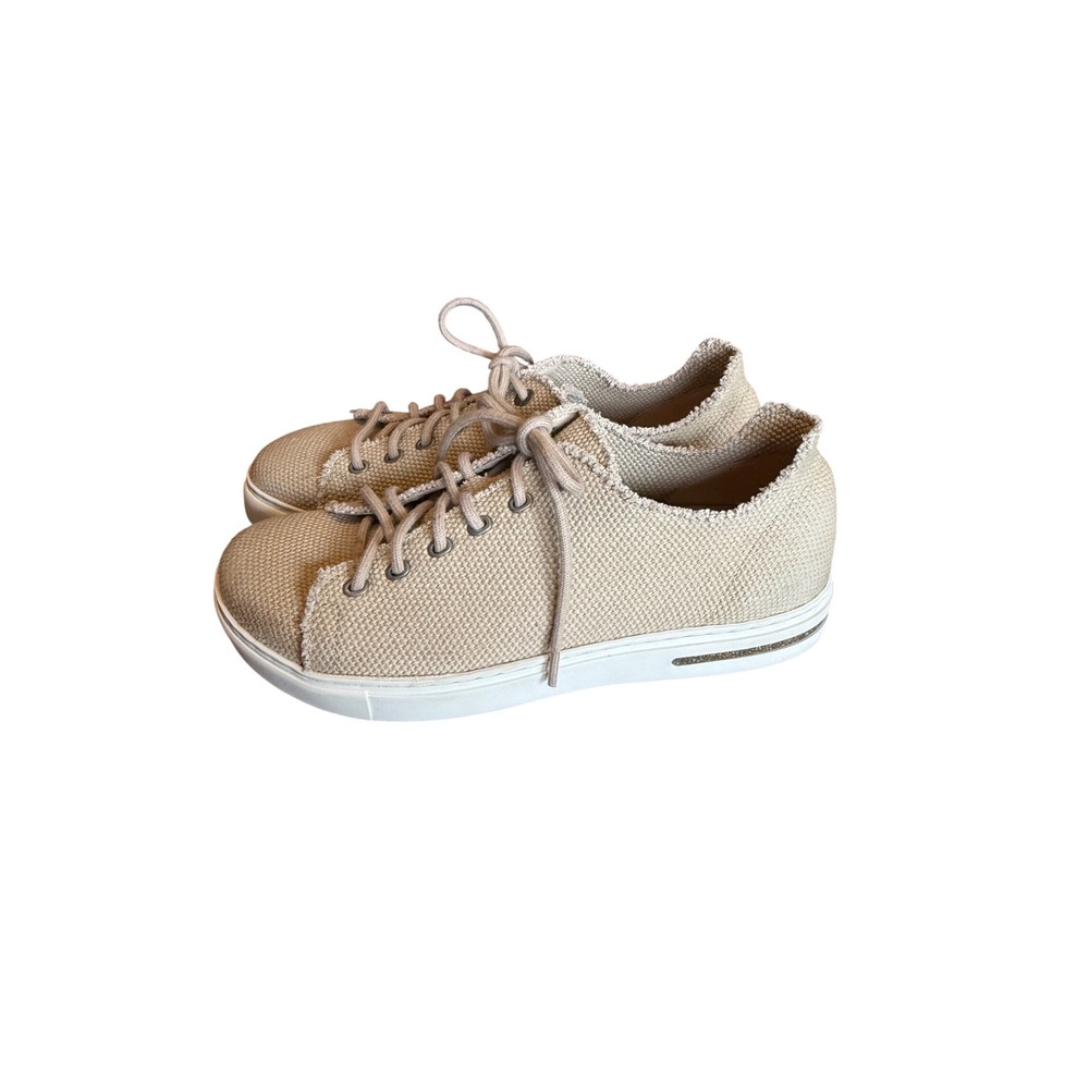Birkenstock Bend Low Canvas Frayed Sneakers Sandcastle Beige Women 39 US 8-8.5